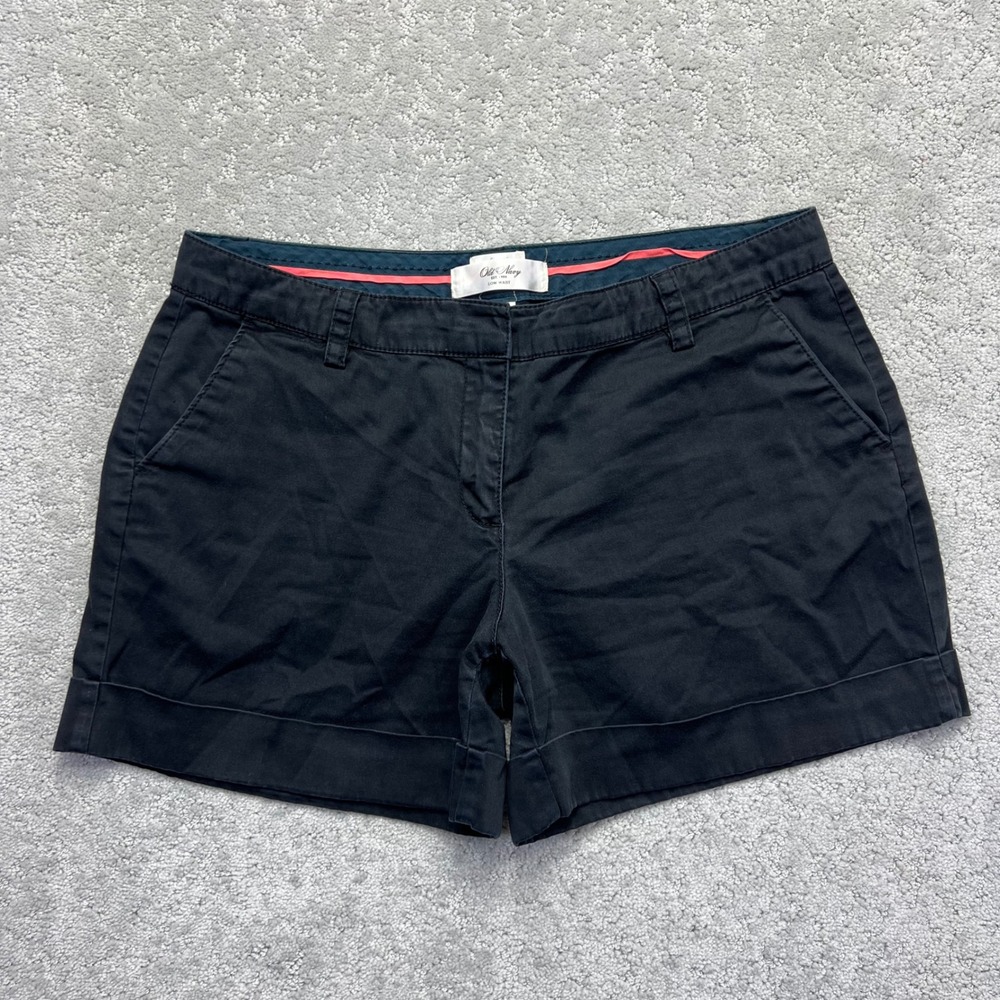 Y2k Old Navy Shorts Womens 10 Black Low Waist Cotton Stretch Chino Preppy